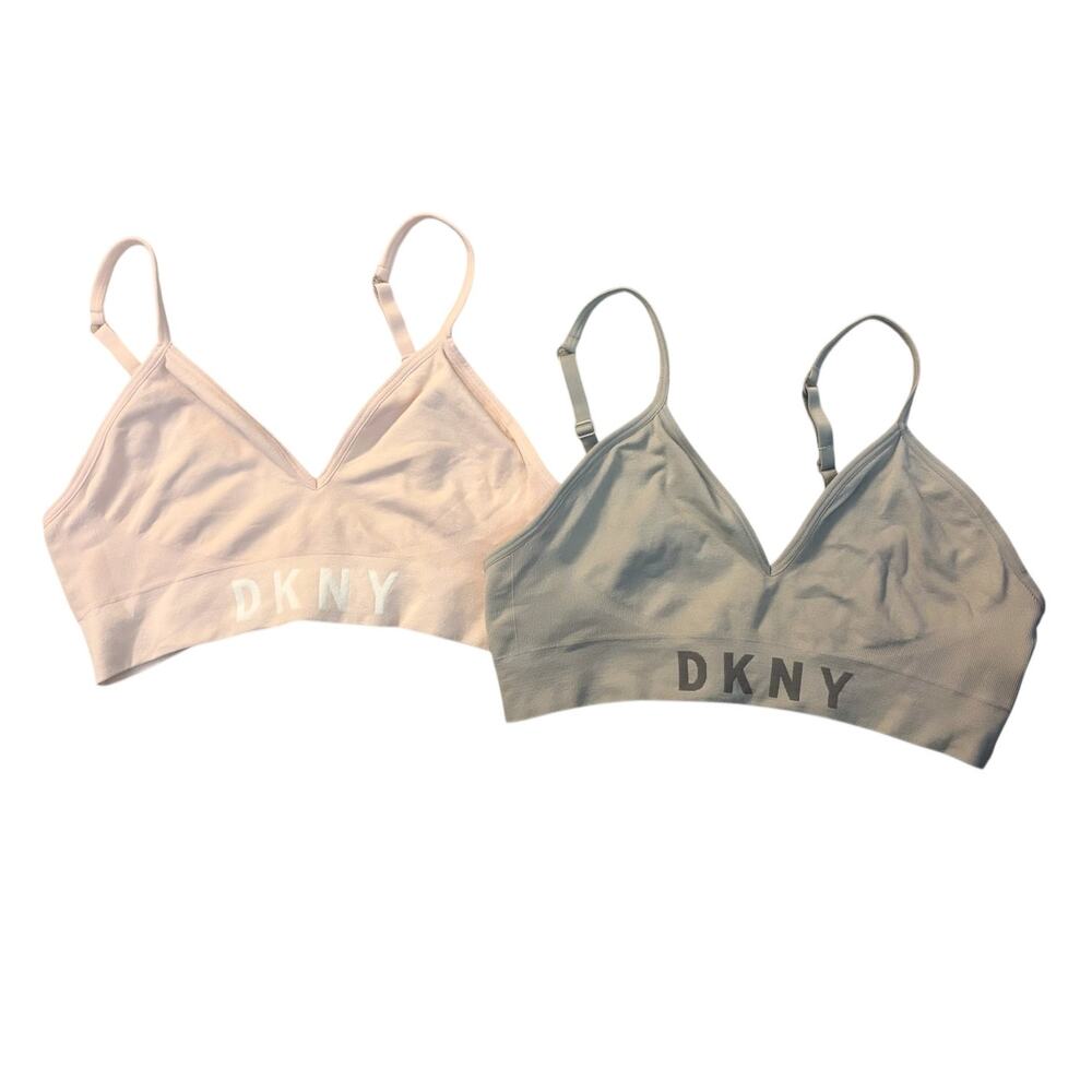 DKNY Gray/Pink Adjustable Lounge Bras Womens Size M Lot of 2